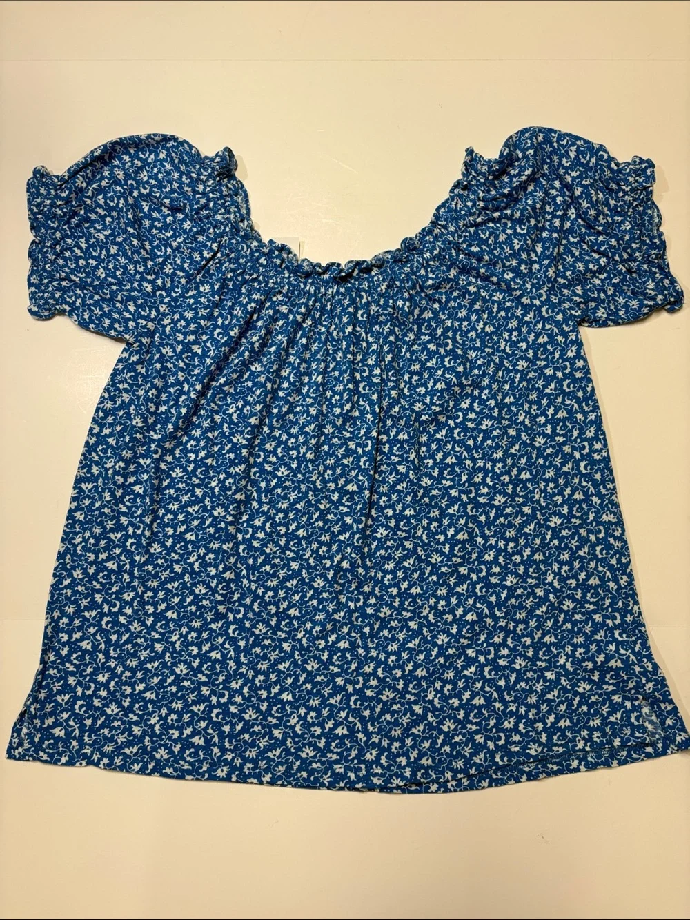 Loft Outlet Blue Floral Off-Shoulder Women's Blouse size Large NEW